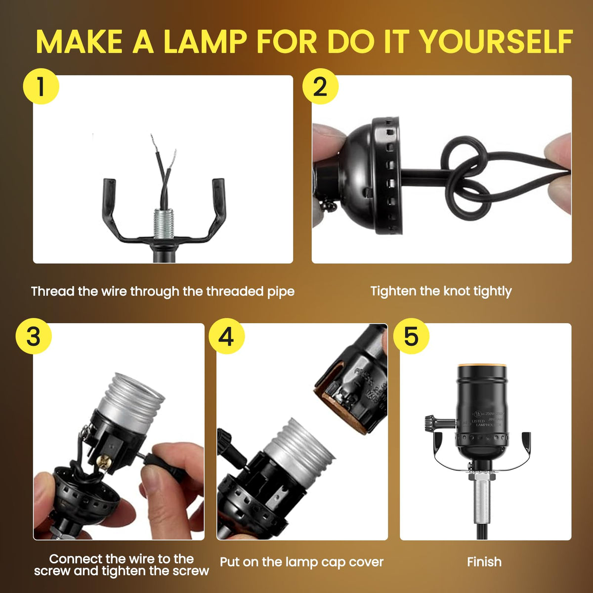 Bonlux lamp repair kit assembly step illustration demonstrates base options