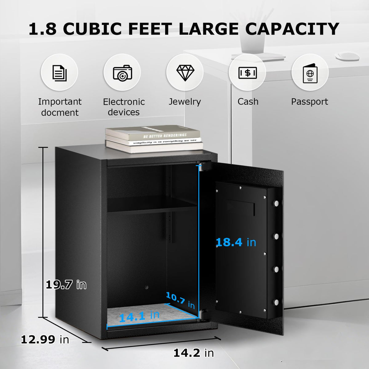 Bonsaii safe box digital lock with code and key options