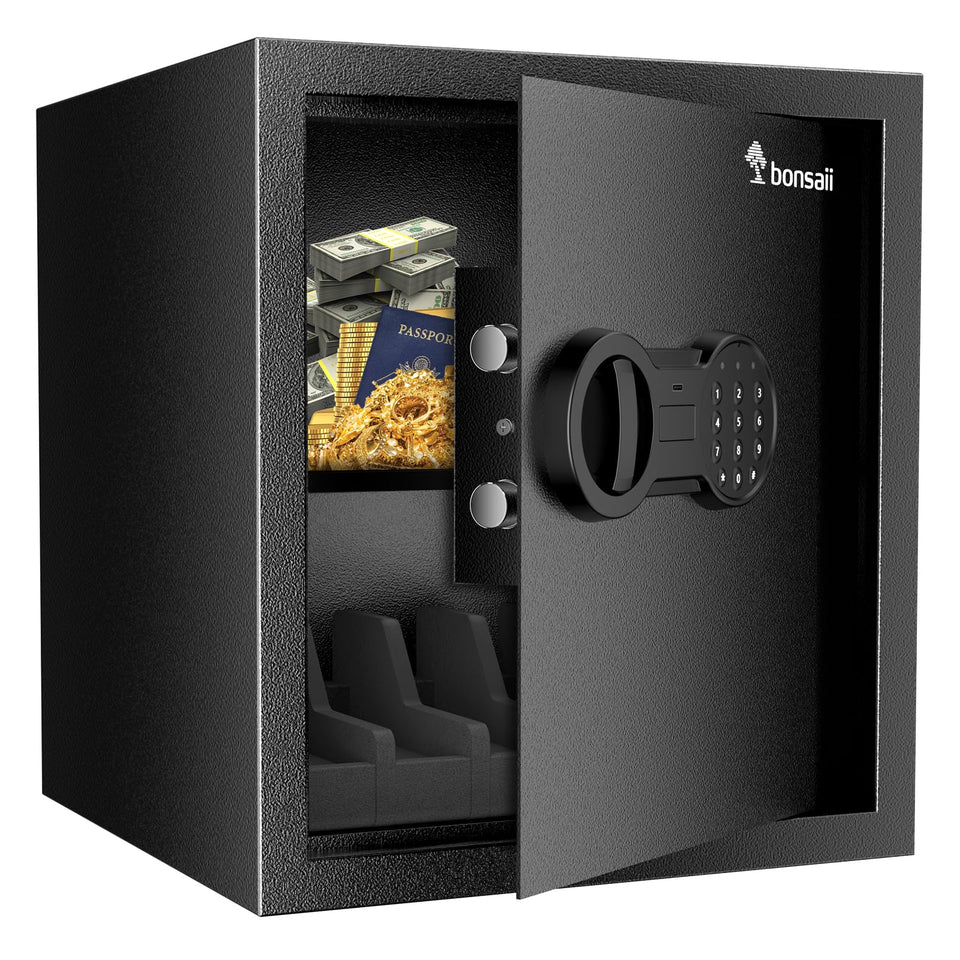 Bonsaii Safe Box front view showing compact steel security cabinet for valuables