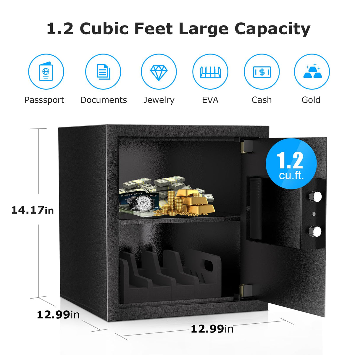 Bonsaii Safe Box interior with removable shelf for flexible organization