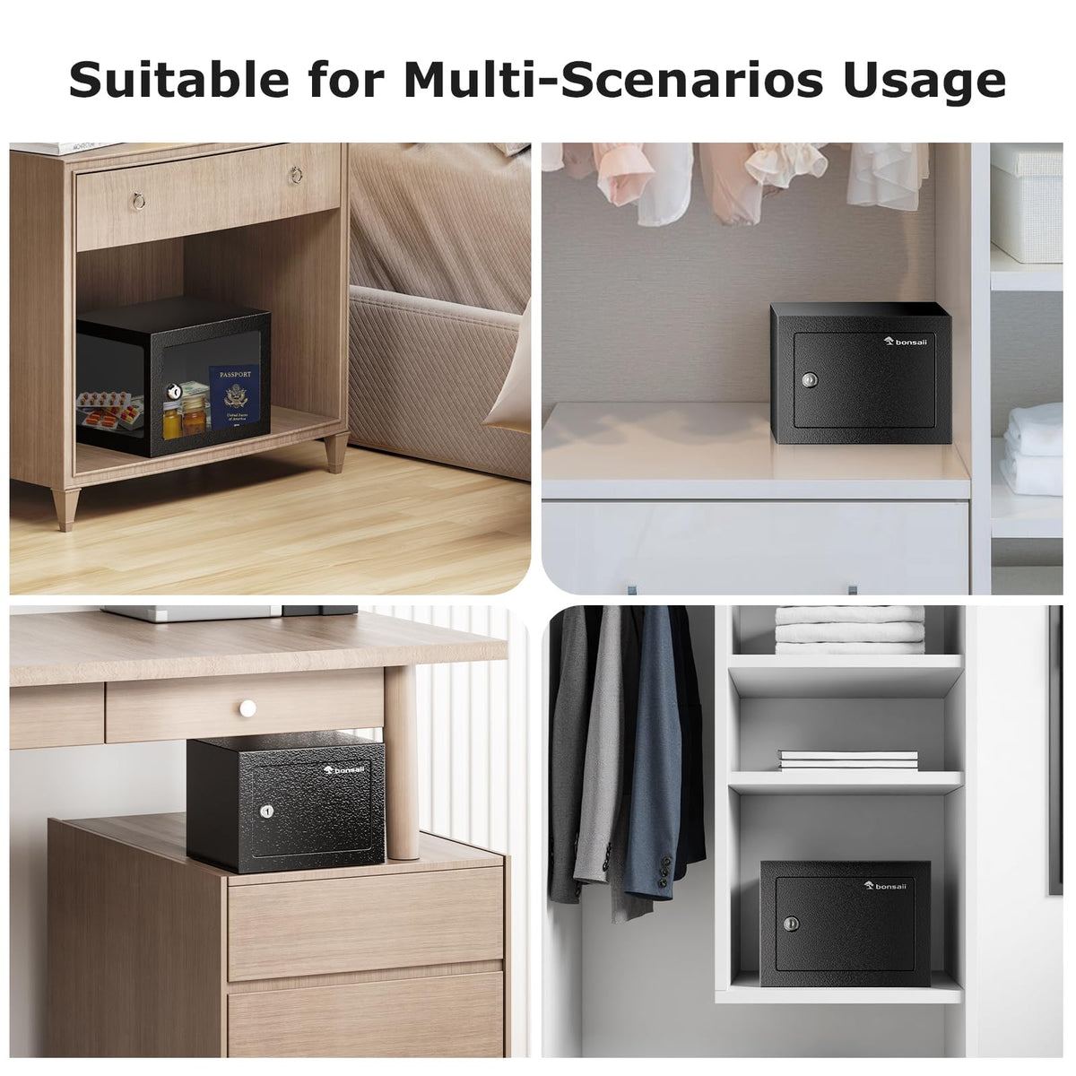 Bonsaii safe box in drawer showcases hidden safe storage for valuables.