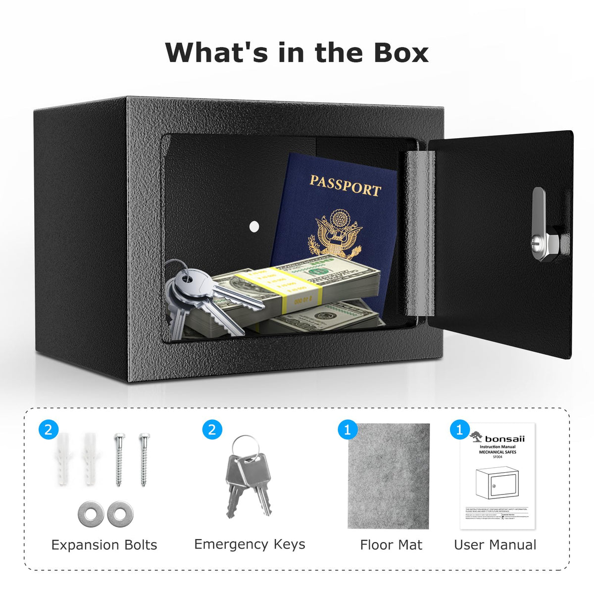 Bonsaii safe box installed under shelf for quick, secure access.