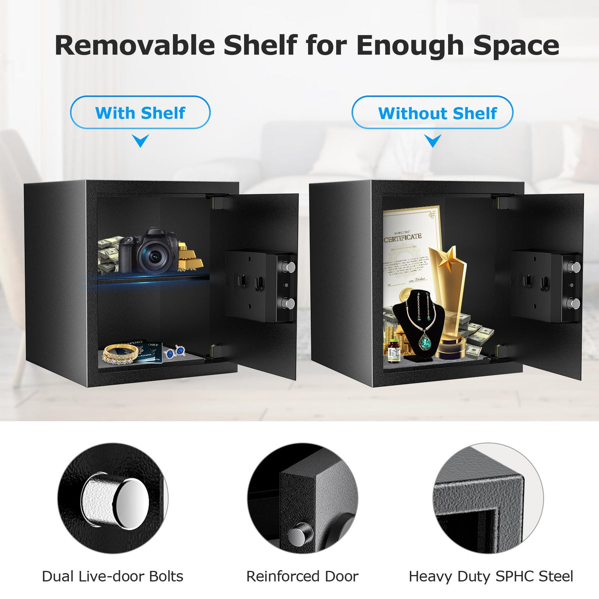 Bonsaii heavy-duty steel safe box for enhanced security and durability