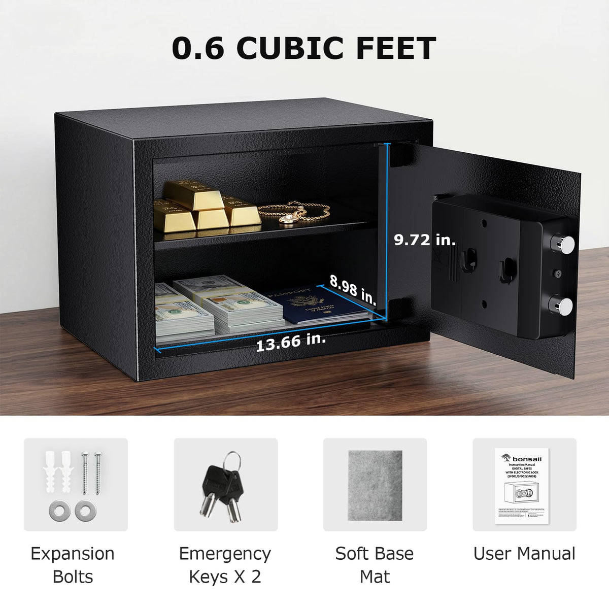 Bonsaii SF002 interior shelf and felt lining for organized valuables
