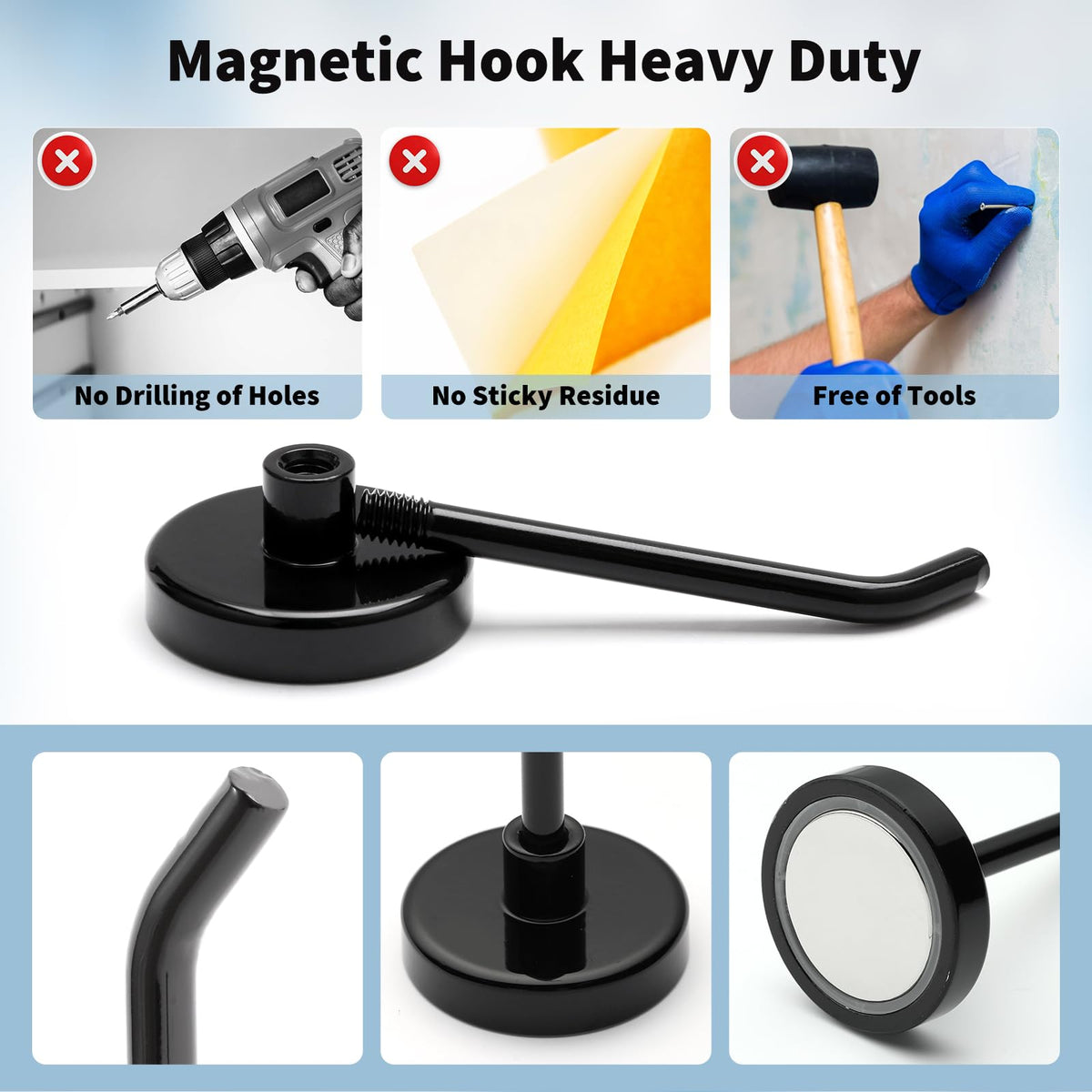 Bonsture black magnetic hook set keeps spaces organized
