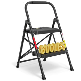 BONTEC 2-Step Ladder folded compact for easy storage.