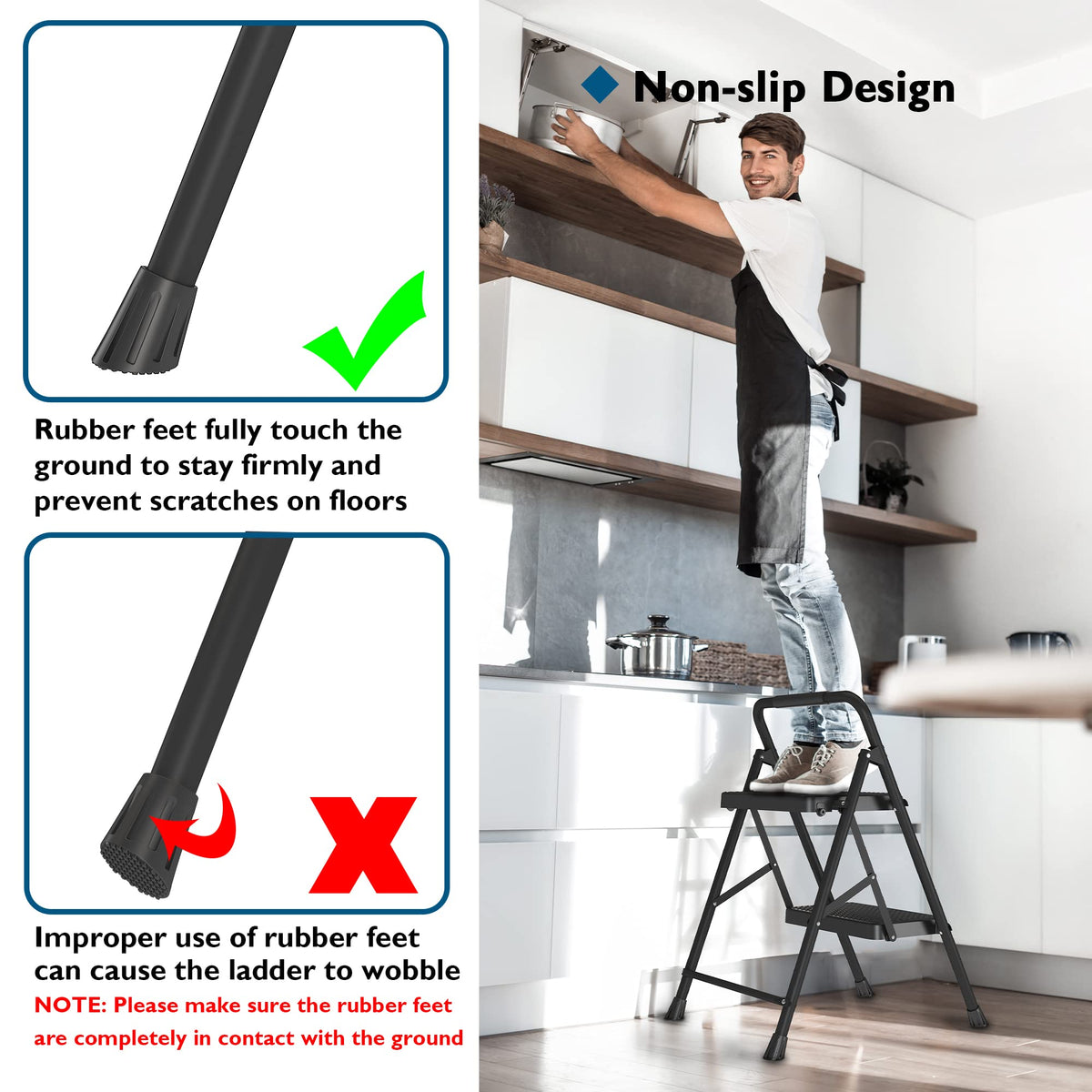 BONTEC 2-Step Ladder in black adds a sleek, durable option.