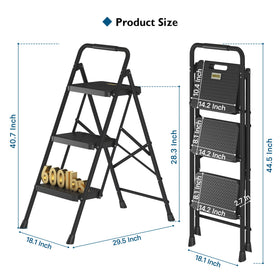 BONTEC 3-Step Ladder offers 600 lbs capacity for heavy tasks.