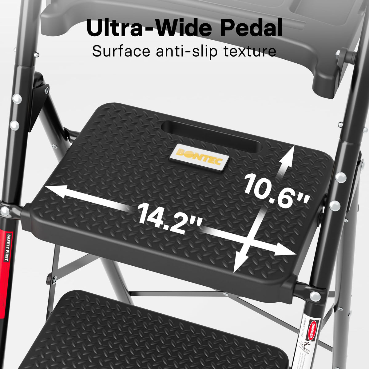 BONTEC 4-Step Ladder anti-slip pedals ensure secure footing on floors