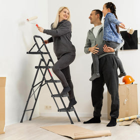 BONTEC 4-Step Ladder folded compact for easy storage in small spaces