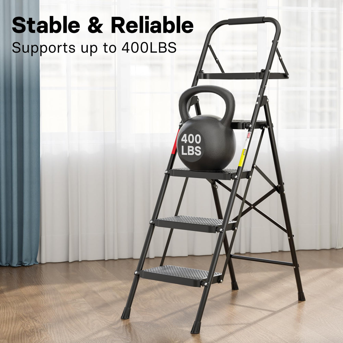 BONTEC 4-Step Ladder handrail with soft sponge grip for comfortable support