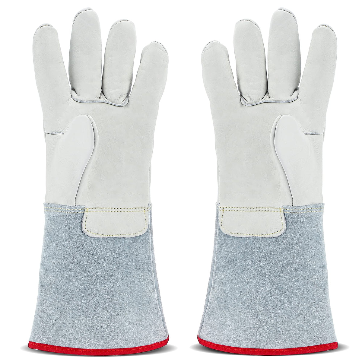 Bonvoisin cryogenic gloves, 14-2 inch long, protect hands during liquid nitrogen handling.