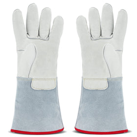 Bonvoisin cryogenic gloves, 14-2 inch long, protect hands during liquid nitrogen handling.