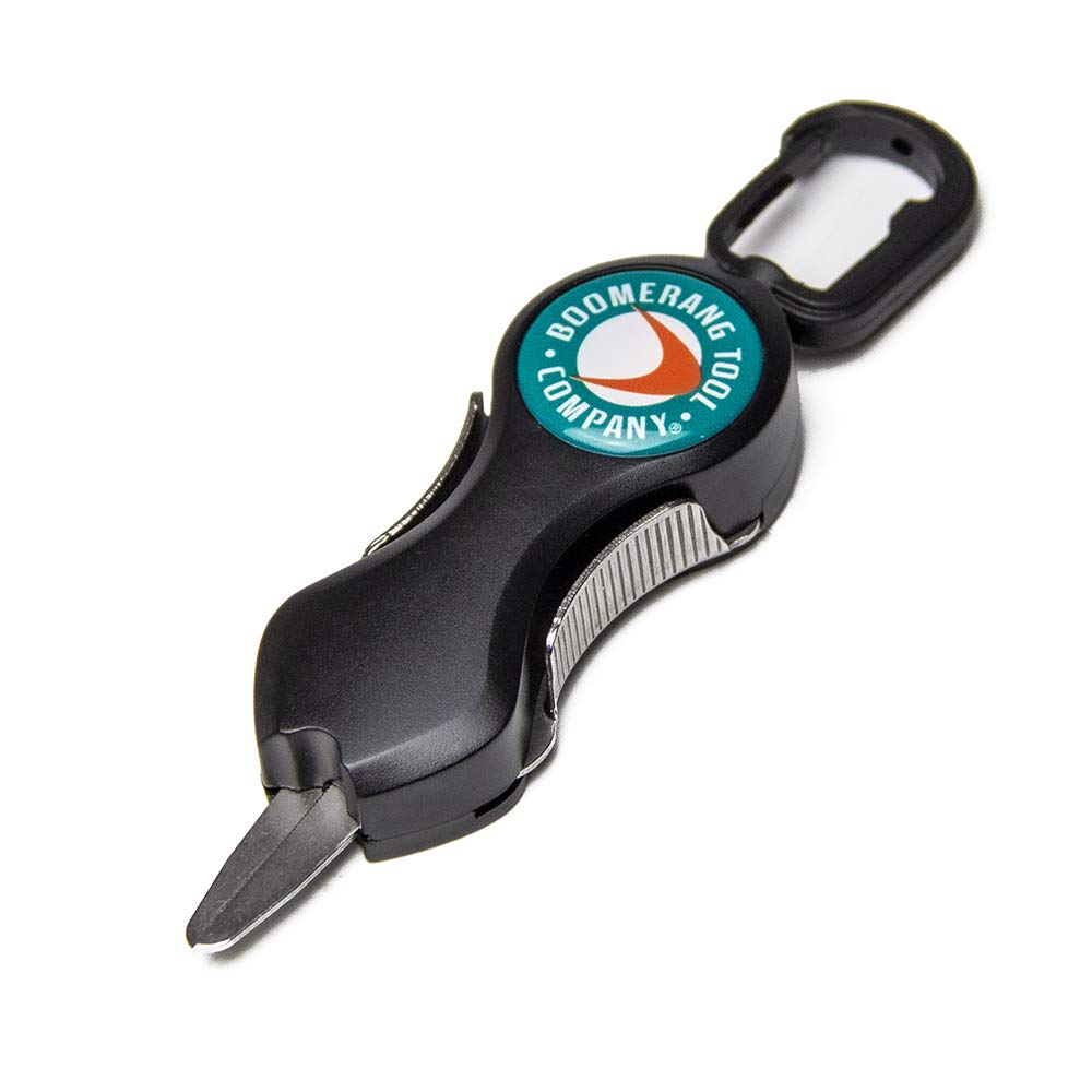 Boomerang Tool Company Long SNIPs attached to gear with carabiner for quick access.