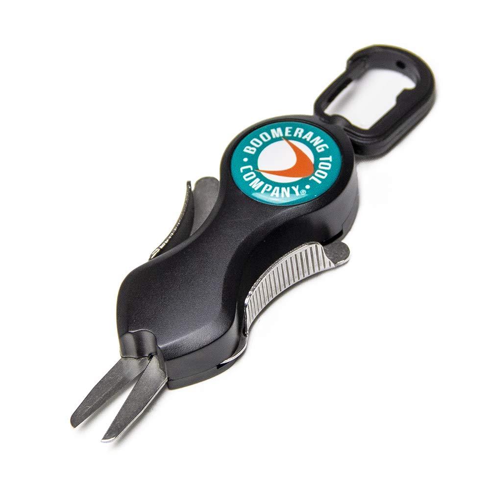 Boomerang Tool Company Long SNIPs with retractable tether kept at hand on the riverbank.