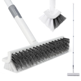 BOOMJOY grout brush with long handle reaches high tiles for easier cleaning