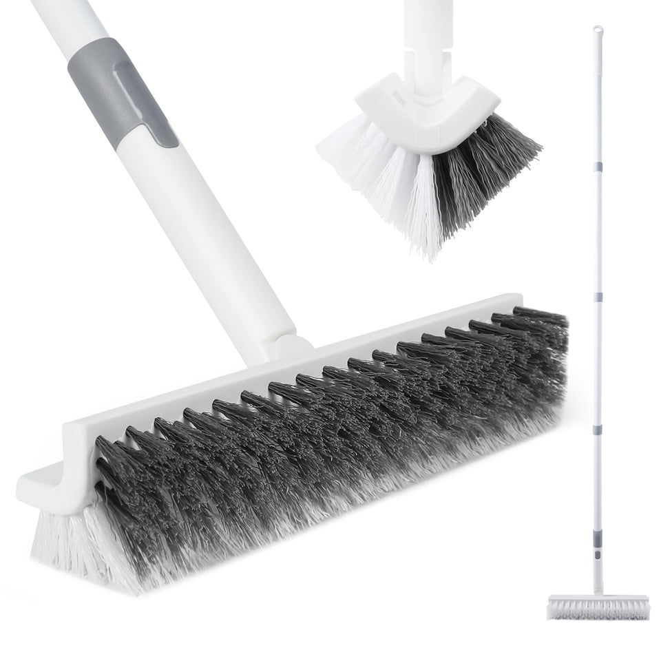 BOOMJOY grout brush with long handle reaches high tiles for easier cleaning