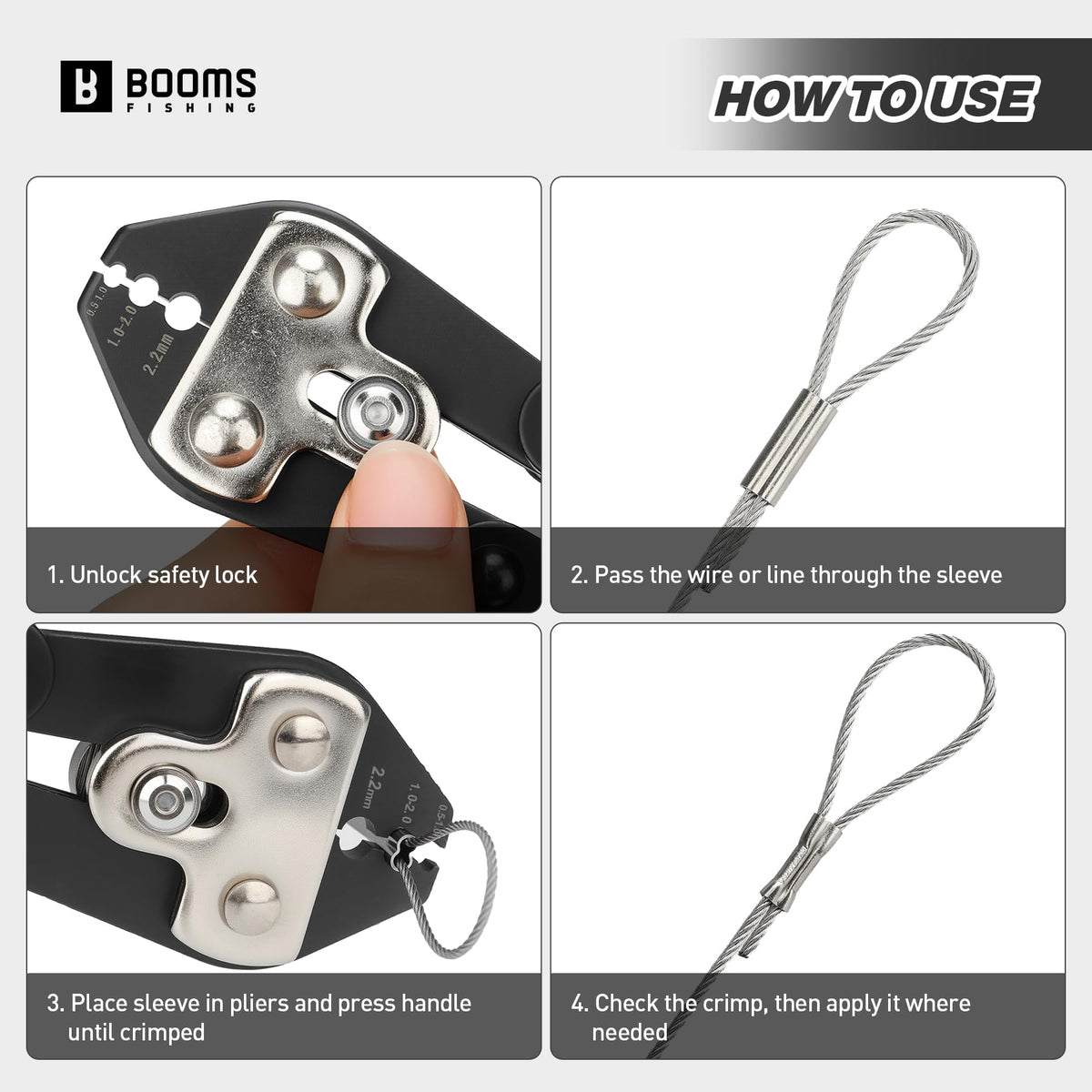 Crimps sleeves from 0.5mm to 2.2mm for wire and mono