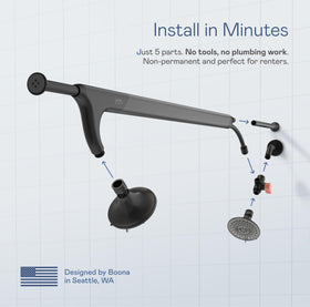 BOONA Original Tandem Shower 5-year warranty reflects durable construction.