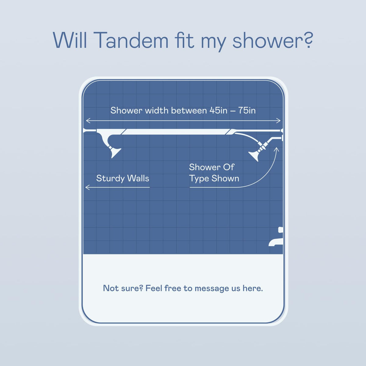BOONA Original Tandem Shower fits showers 45–75 inches for versatile installation.