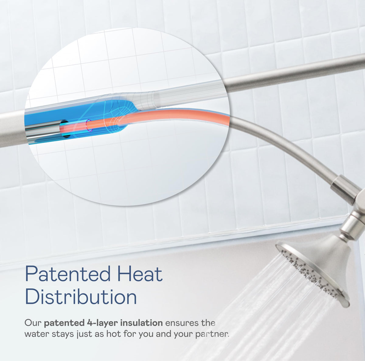 BOONA Original Tandem Shower showing high-pressure stream for two users
