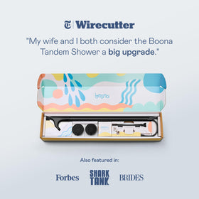 BOONA Original Tandem Shower stainless steel brass build resists cracks and corrosion.