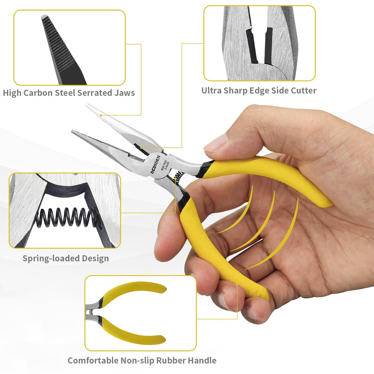 BOOSDEN pliers featuring spring-loaded action for comfortable, fatigue-free crafting sessions.