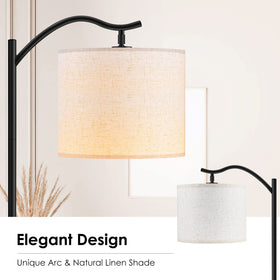 BoostArea beige linen shade floor lamp delivering warm, diffuse ambience