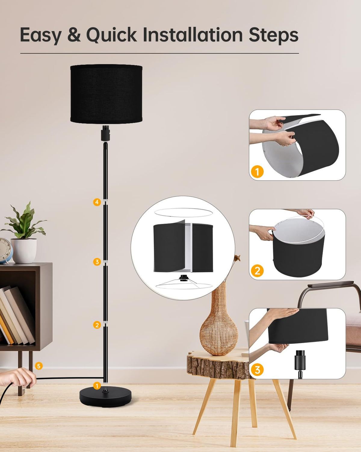 BoostArea black linen shade provides soft mood lighting