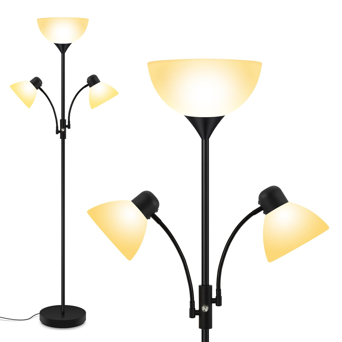 BoostArea floor lamp black torchiere tall 71-inch silhouette for ambient living room lighting.