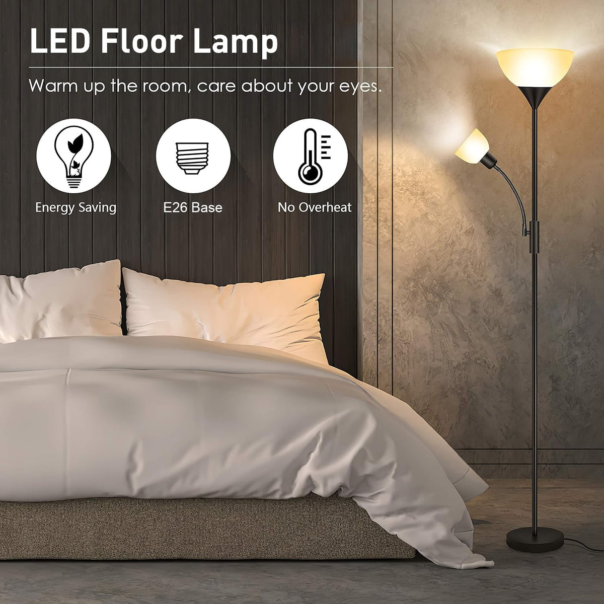 BoostArea side reading lamp highlights adjustable neck for precise task lighting.