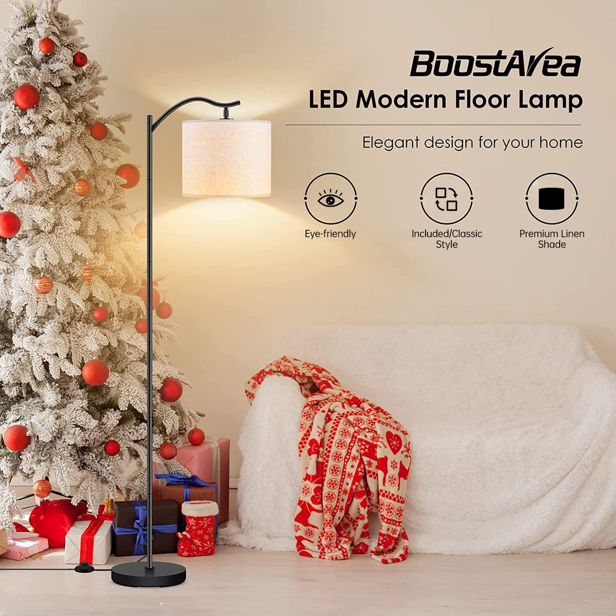 BoostArea LED arc lamp providing stylish overhead light for reading