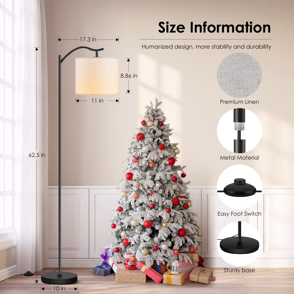 BoostArea mid-century style floor lamp enhances study or bedroom decor