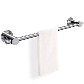 BOPai 24-inch suction cup towel bar in chrome on smooth surface for secure towel hanging