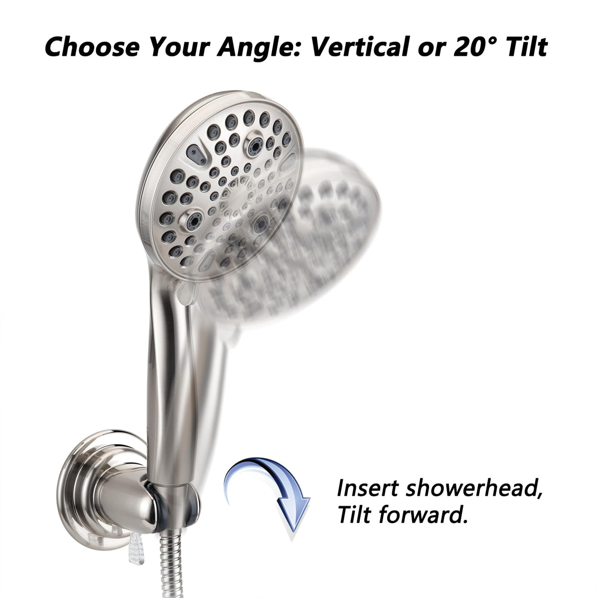 BOPai suction cup 3-inch mount fits standard showerheads for quick, tool-free setup.