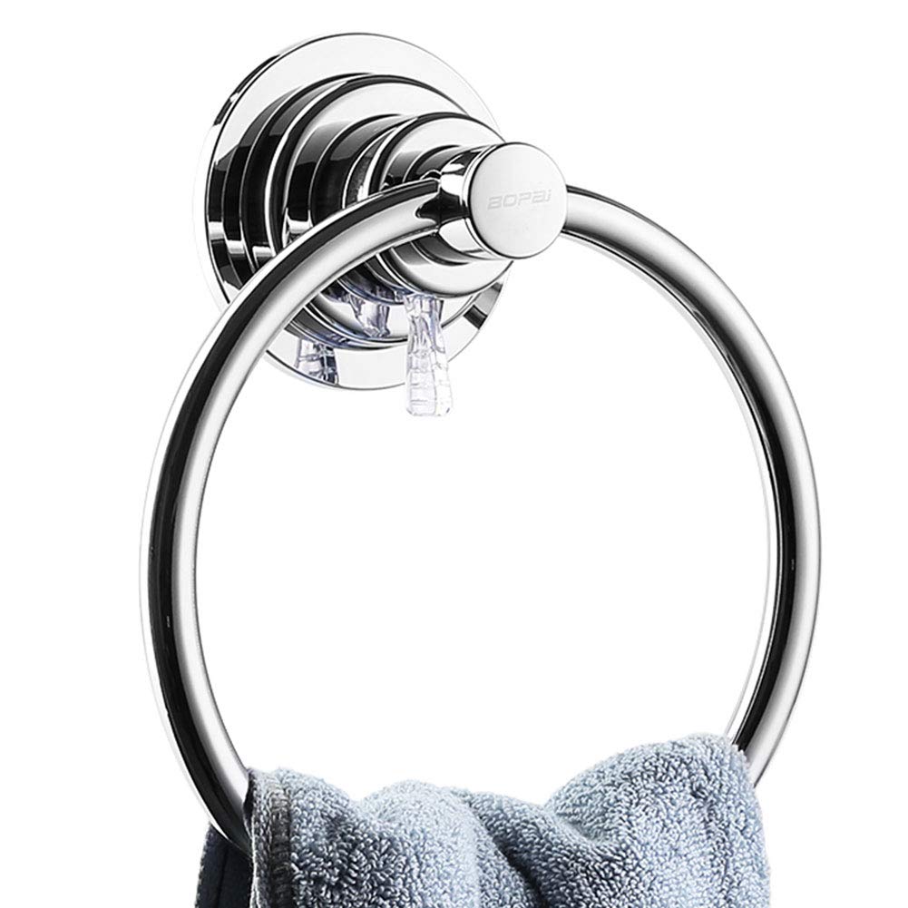 BOPai suction towel ring mounted on wall for organized towels.