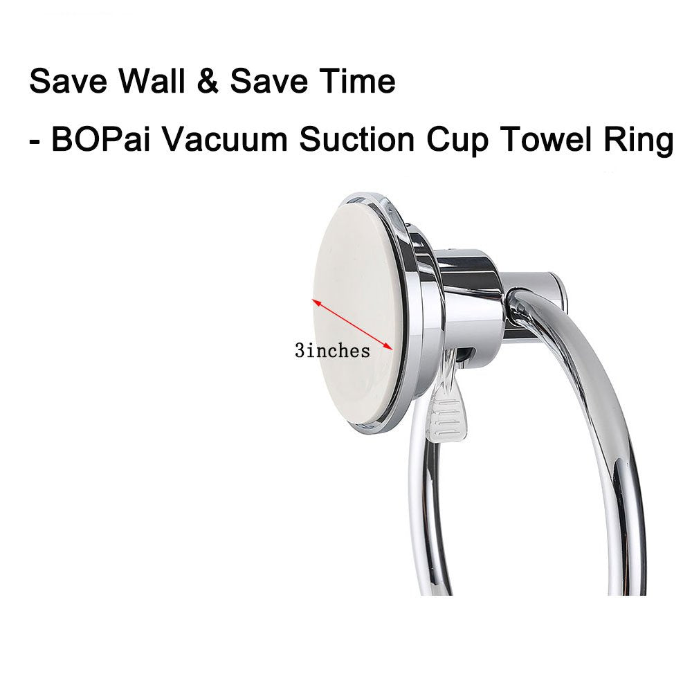 BOPai chrome-finish towel ring with towel demonstrates elegant bathroom storage.