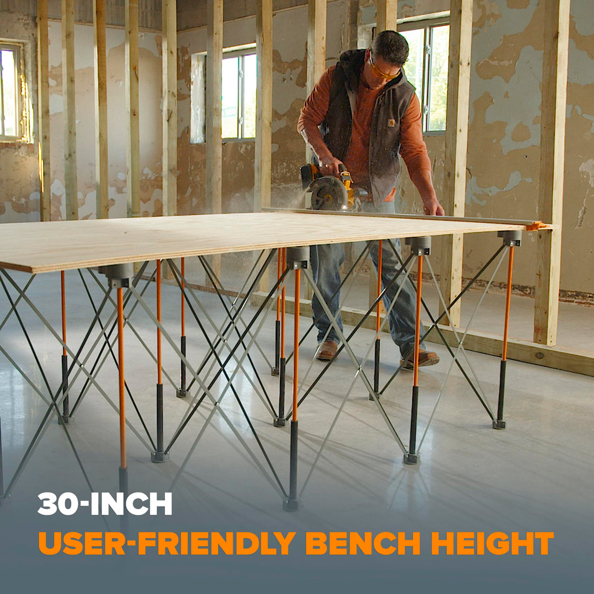 BORA Centipede’s 15-steel-struts create a stable work surface.