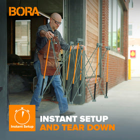 BORA Centipede 4x8 board support area keeps sheets flat and sag-free.
