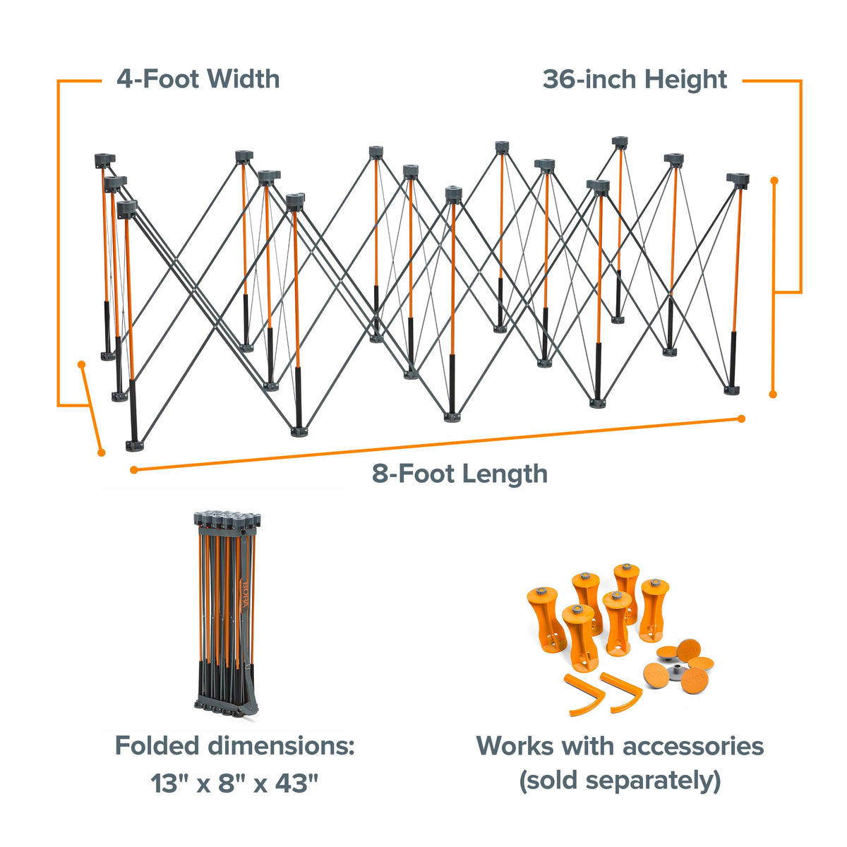 BORA Centipede with carry strap enables portable setup on site.