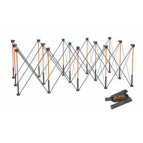 BORA Centipede folded workbench for compact storage and easy transport.