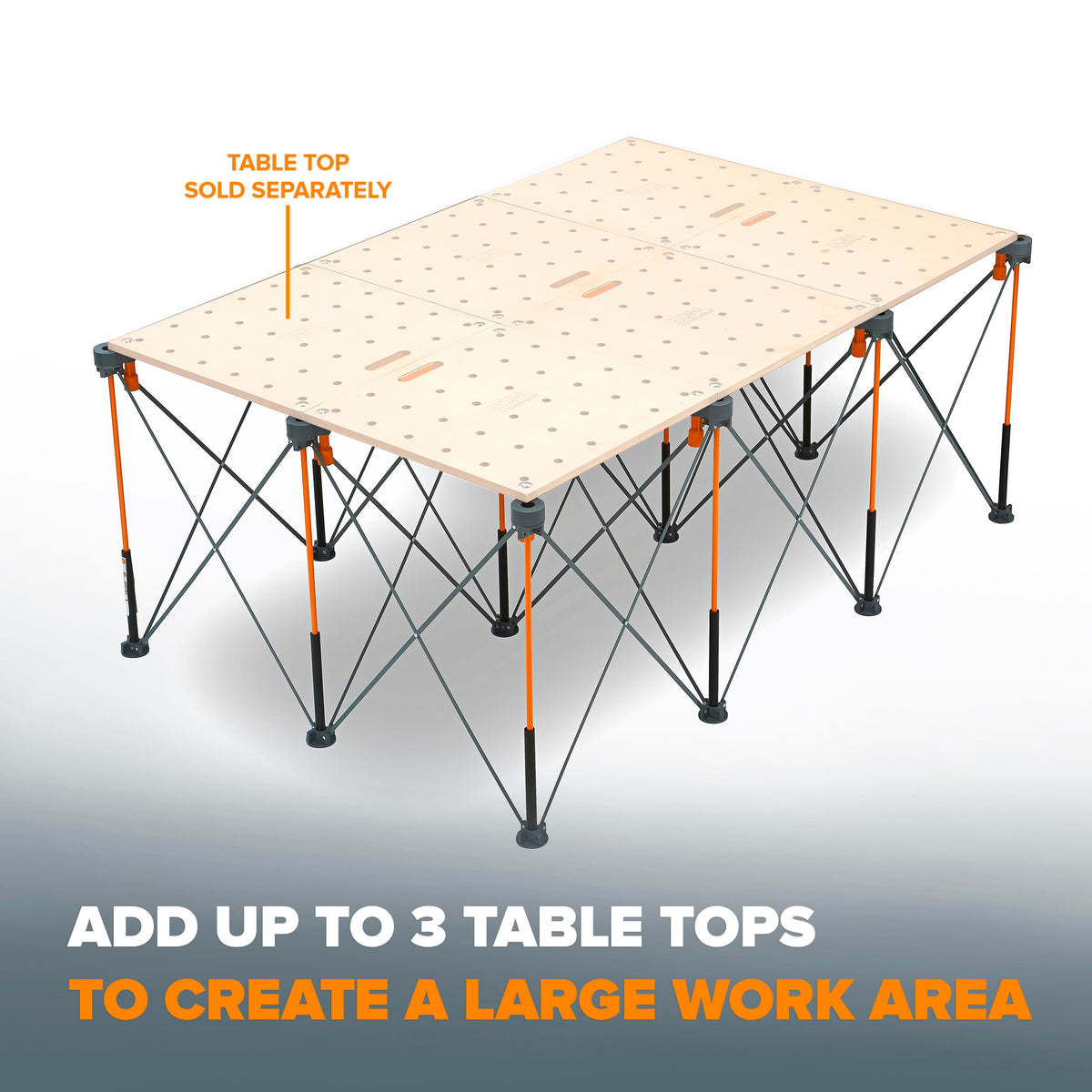 BORA Centipede work-surface expands to accommodate tools.