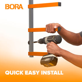 BORA garage organization solution keeps tools accessible and workspace tidy.