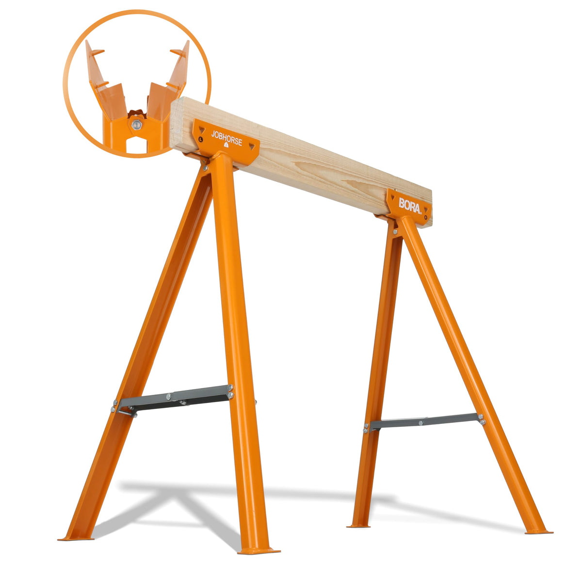BORA Jobhorse bracket-assembly demonstrates fast, sturdy sawhorse setup for carpentry tasks.