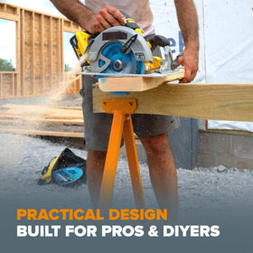 BORA Jobhorse portable-workstation-setup portable, quick-to-breakdown sawhorse for job sites.