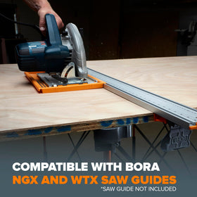 BORA NGX Saw Plate RT tool-free mounting enables rapid project changes.