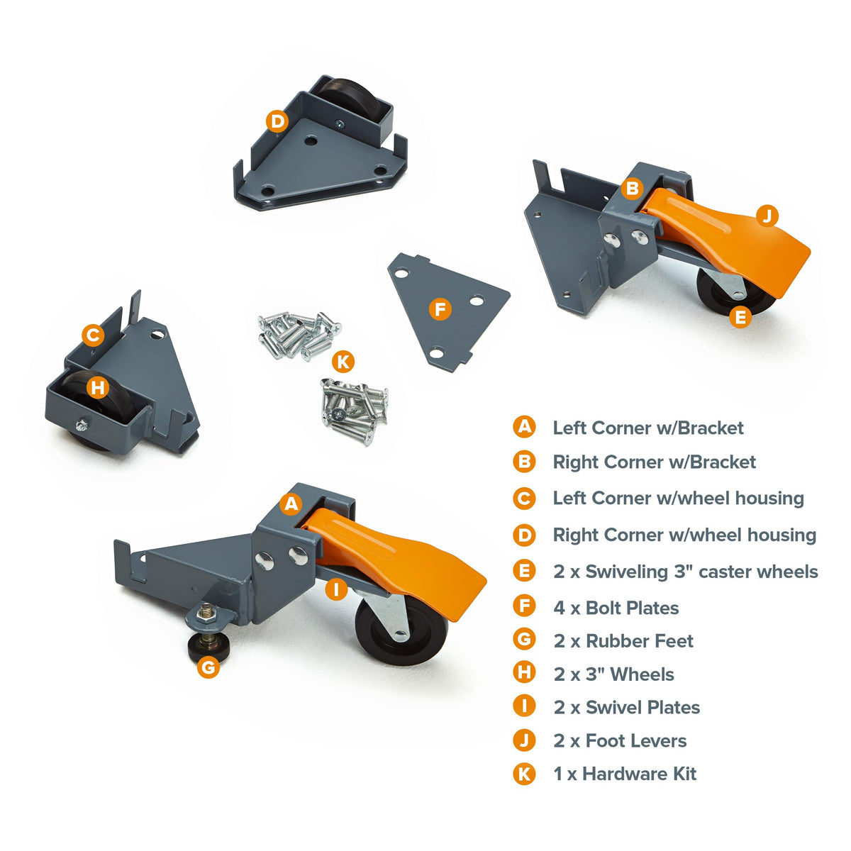 Bora PM-1100 wheels enable easy movement of heavy equipment.