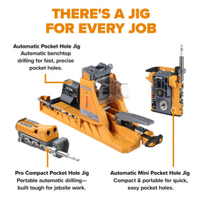 BORA self-calibrating pocket jig auto-adjusts to material thickness.
