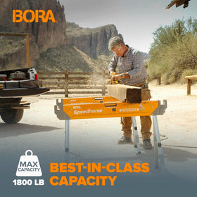 BORA Speedhorse metal top extended to 45 inches for extra stability.