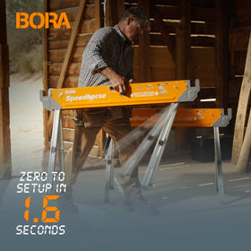 BORA Speedhorse with non-sequential leg folding for faster teardown.